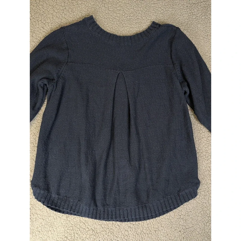 J Jill Short Sleeve Sweater Womens Navy Blouse Top Size XL Tall 100% Cotton